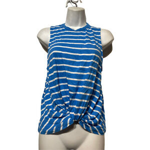abound blue white stripe twist front Sleeveless Pocket tank top Size S